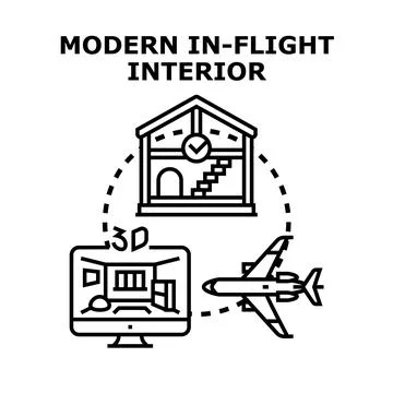 Modern in flight interior design concept vector Stock Illustration