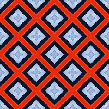 Modern Floral Diamond Seamless Pattern Background Stock Illustration