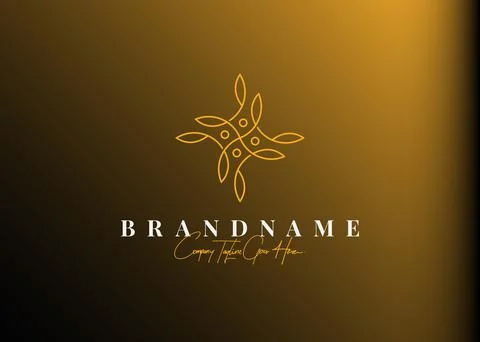 Modern floral logo design. Vector illustration of abstract modern floral mono Stockillustratie