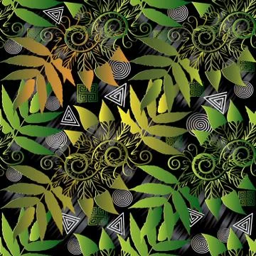 Modern floral seamless pattern. Abstract geometric background illustration. Stock Illustration