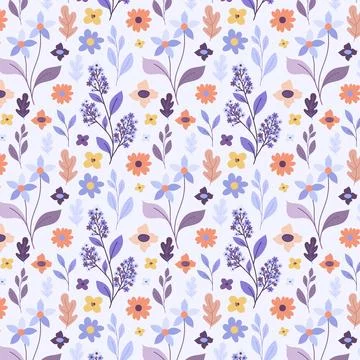 Modern floral seamless pattern. Cute romantic wildflowers pattern Stock Illustration