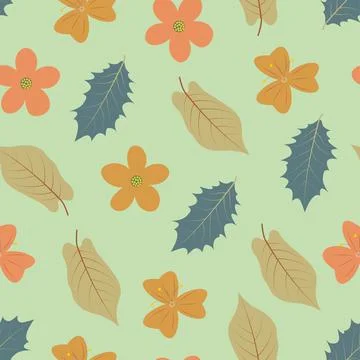 Modern floral seamless pattern design of abstract flowers and leaves. Stock Illustration