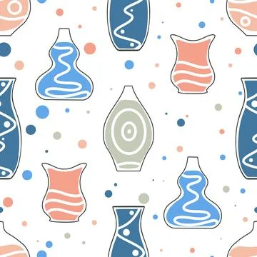 Modern flower vases seamless pattern Stock Illustration