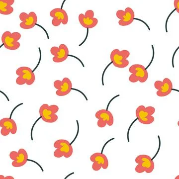 Modern flowers polka pattern, Vector seamless pattern. Modern vector Stock Illustration