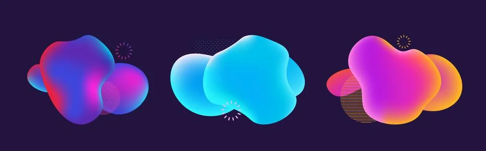 Modern fluid dynamic blobs bubble. Gradient colorful liquid free minimal Stock Illustration