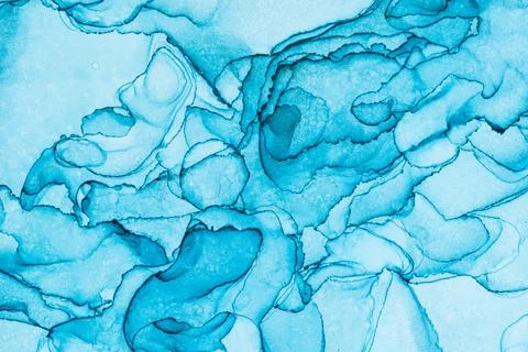 Modern fluid ink art colors background abstract blue texture. Stock Photos