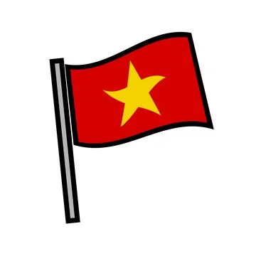 Modern fluttering Vietnamese flag. Vector. Stock Illustration