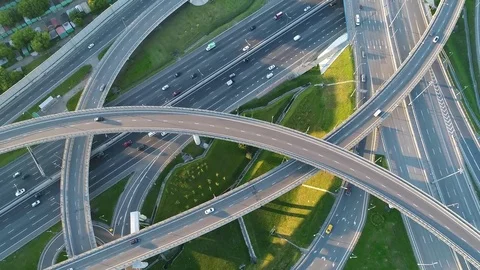 A modern flyover road junction Stock Footage 79542432