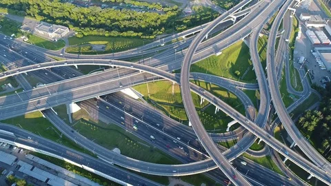 A modern flyover road junction Stock Footage 80961316