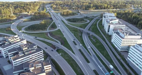 A modern flyover road junction in a large metropolis. Stock Footage 107727899