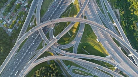 A modern flyover road junction in a large megapolis Stock Footage 120856830