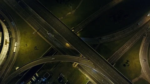 A modern flyover road junction in a large megapolis Stock Footage 120857118