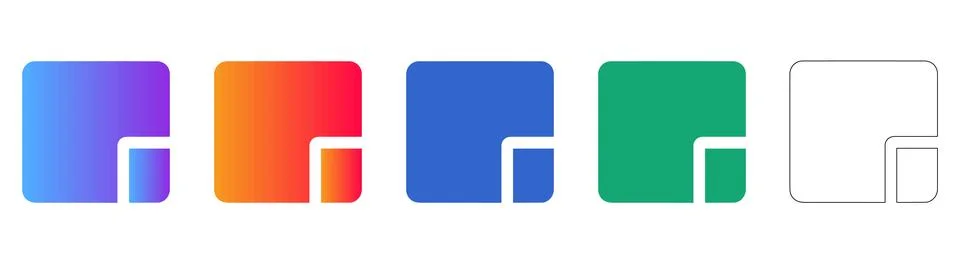 Modern Folded Corner Document Icon Collection Stock Illustration