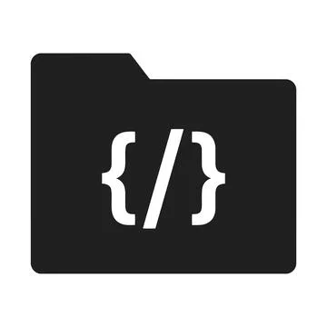 Modern folder icon featuring code bracket symbol design for technology and .. Stockillustratie