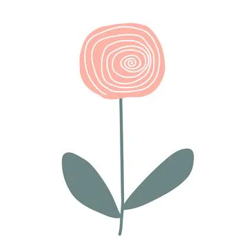 Modern folk boho single isolated flower in Scandinavian style. Floral daisy Stock Illustration