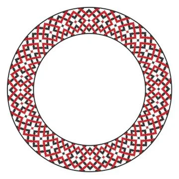 Modern folk round embroidered pattern Stock Illustration