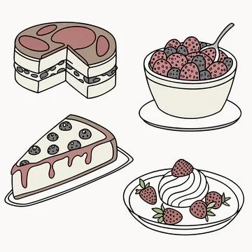 Modern Food Vector Illustrations in Clean Style Stock Illustration