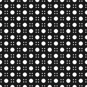 Modern four dot and big dot seamless pattern isolated on black background Stock Illustration