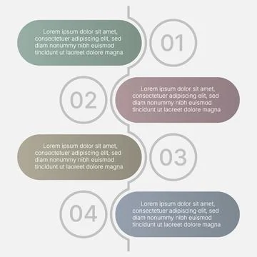 Modern four step infographic template with rounded pastel elements Illustrazione stock