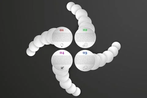 Modern four steps rounded timeline infographics in 3D. Stock Illustration