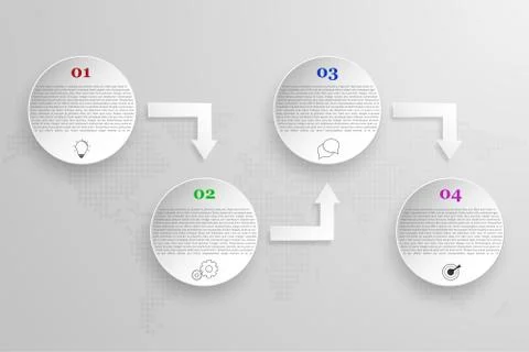 Modern four steps rounded timeline infographics. Rounded infographics Stock Illustration