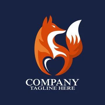 Modern fox heart logo. Vector illustration Stock Illustration