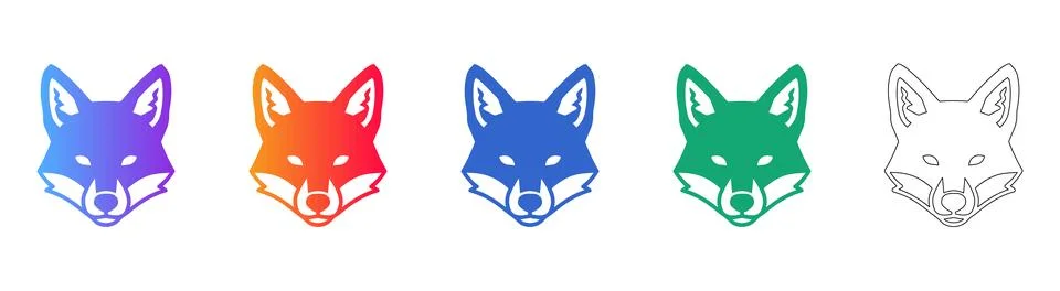 Modern Fox Mascot Logo Set Stock Illustration