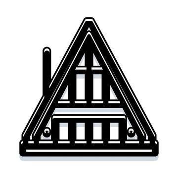 Modern a frame cabin triangular dwelling glyph icon Illustrazione stock