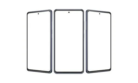 Modern Frameless Smartphone Mockup with Front and Side View Stock Illustration