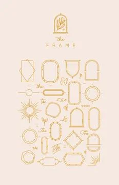 Modern frames and elements beige イラスト素材