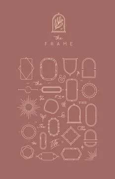 Modern frames and elements dark coral Stock Illustration