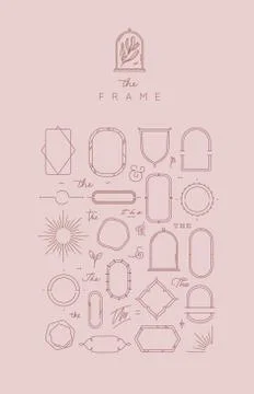 Modern frames and elements rose beige Stock Illustration