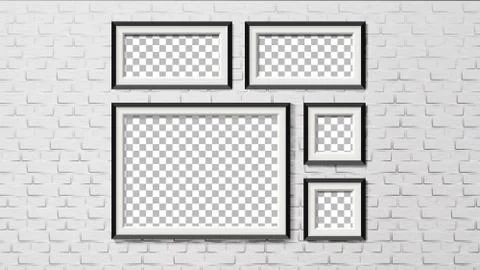 Modern Frames On Brick Wall Background Set Stock Illustration