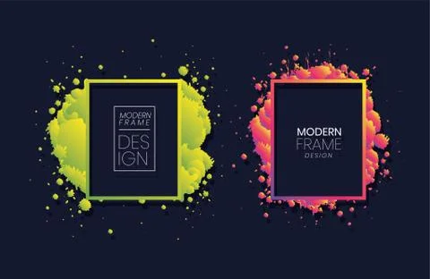 Modern frames green and pink splash vector design Stock Illustration