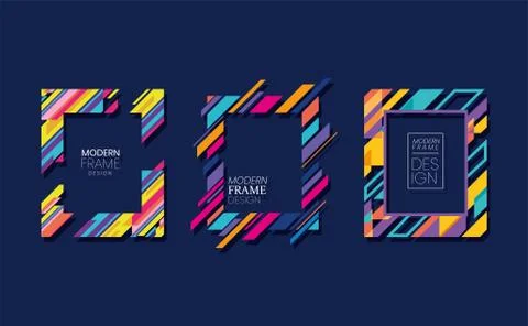 Modern frames set striped vector design Illustrazione stock