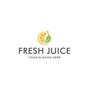 Modern FRESH JUICE leaf fruit orange Logo design Illustrazione stock