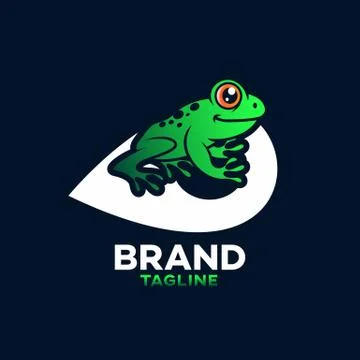 Modern frog on the map logo.Vector illustration. Illustrazione stock