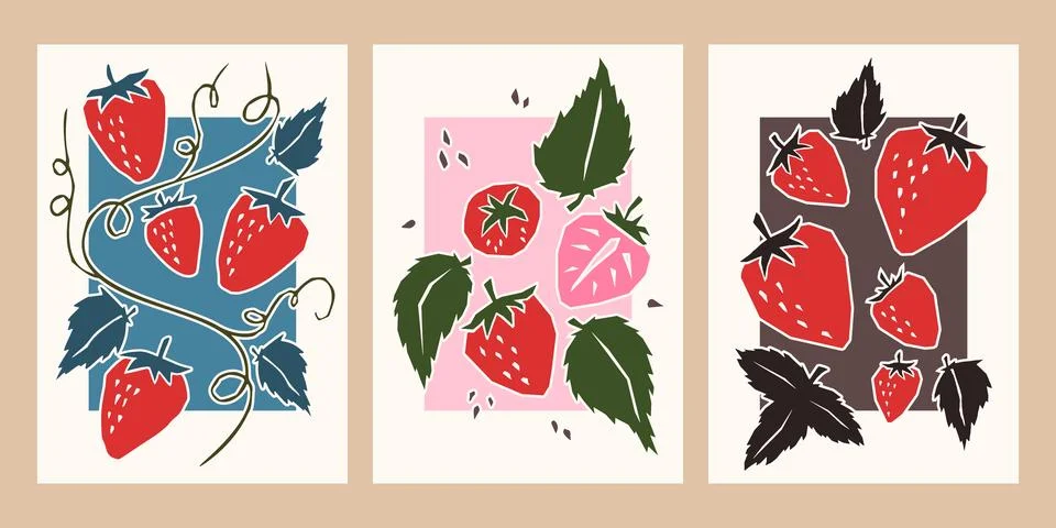 Modern fruit poster collection Stock Illustration