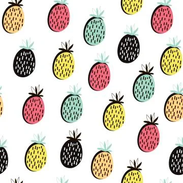 Modern fruit seamless pattern. Background with pineapple. Great for kids fa.. Stock Illustration