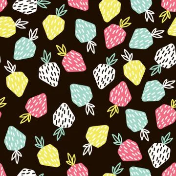 Modern fruit seamless pattern. Background with strawberry. Great for kids f.. Stock Illustration