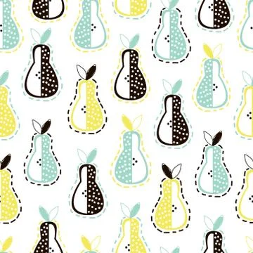 Modern fruit seamless pattern. Background with pears. Great for kids fabric.. Stock Illustration