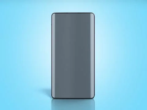Modern full screen smart phone empty screan 3d render on blue gradient Illustrazione stock