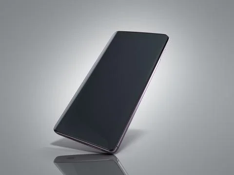 Modern full screen smart phone 3d render on grey Stock Illustration