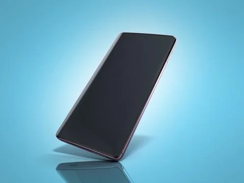 Modern full screen smart phone 3d render on blue Stock Illustration