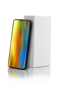 Modern Full Screen / Touchscreen Phone with White Packaging Box Stock Photos