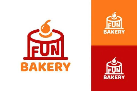 Modern Fun Bakery Logo Design with Bright Colors for Bakery Branding 스톡 일러스트
