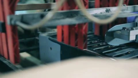 Modern functioning toilet paper wrapping machine Stock Footage 147599618