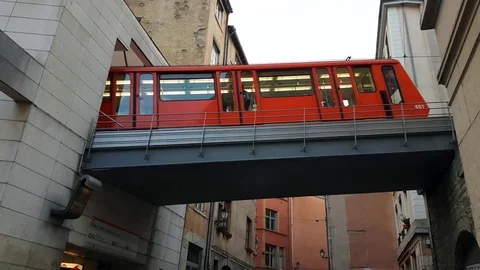 Modern Funiculars Of Lyon Going Up Video stock 72982194