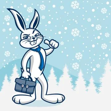 Modern funny office rabbit. Vector illustration Illustrazione stock