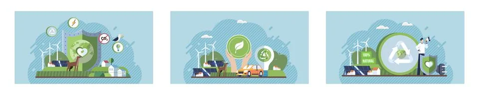 Modern future environment without global warming, CO2 pollution and clean Stock Illustration